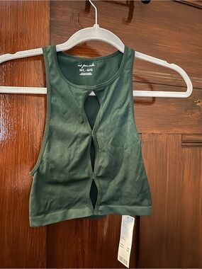 Urban Outfitters Dark Green Cutout Crop Tank Top